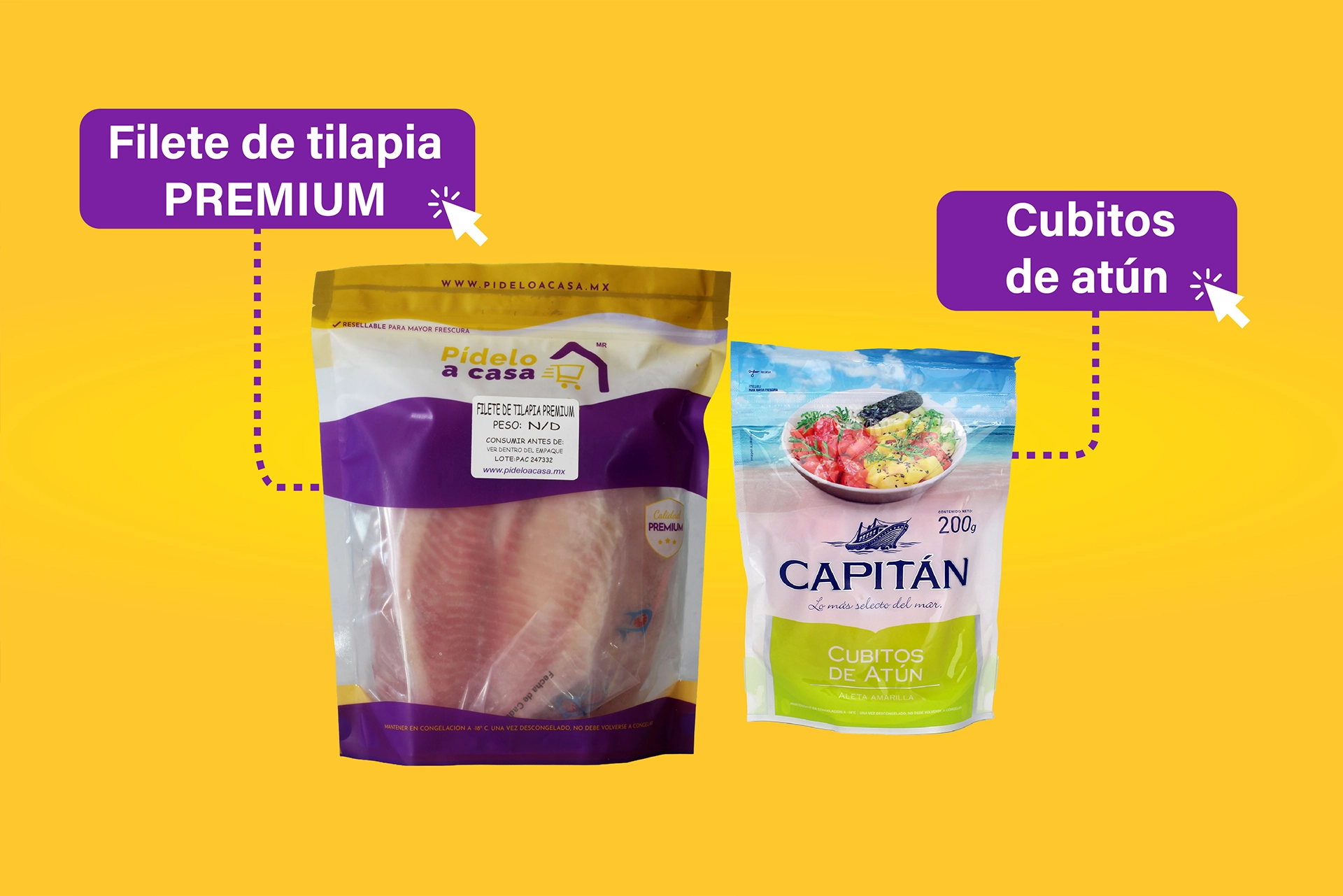 Nueva imagen de empaque de producto mariscos